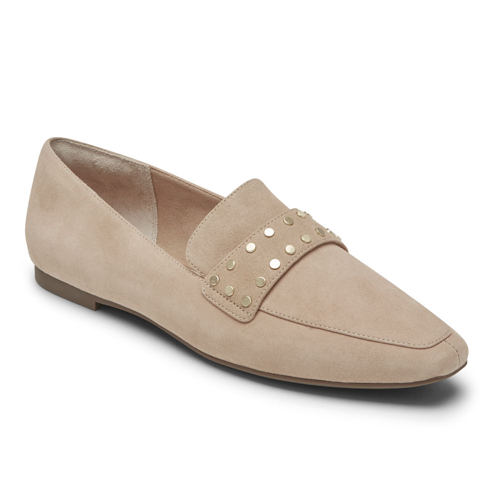 Rockport Womens Loafers Beige - Total Motion Laylani Studded - UK 438-ERUKLQ